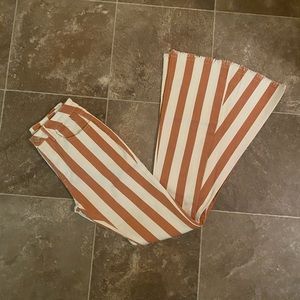 Stripped flare jeans